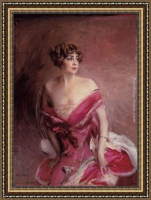 Mlle. Irene Cahen D'anvers Framed Paintings - Portrait of Mlle de Gillespie, 'La Dame de Biarritz' by Giovanni Boldini