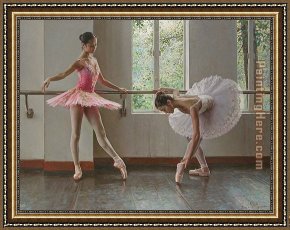 Guan Framed Paintings - Delicate Duo by Guan zeju