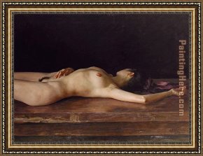 Guan Framed Paintings - nude on a board by Guan zeju