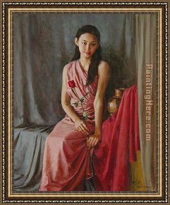 Guan Framed Paintings - RedRose by Guan zeju