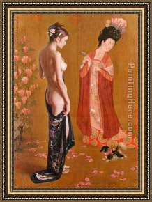 Guan Framed Paintings - Rising beauty by Guan zeju