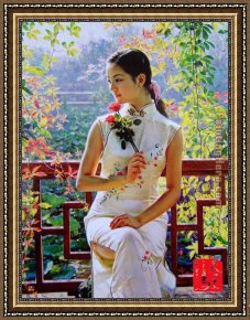 Promise of Spring Framed Paintings - spring beauty by Guan zeju