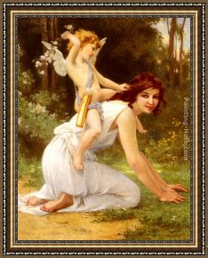 Cupid Framed Paintings - Cupid's Folly by Guillaume Seignac