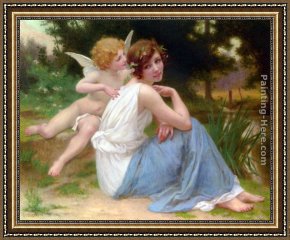 Cupid And Psyche As Children Framed Paintings - Cupid and Psyche by Guillaume Seignac