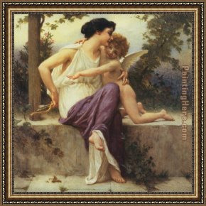 Cupid And Psyche As Children Framed Paintings - Cupid Disarmed by Guillaume Seignac