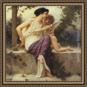 Cupid Framed Paintings - Cupid Disarmed by Guillaume Seignac