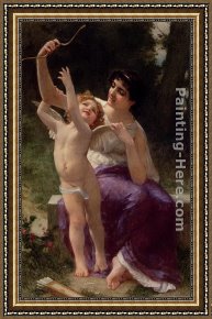 Cupid Framed Paintings - Venus and Cupid by Guillaume Seignac