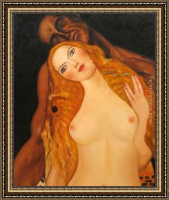 Adams Framed Paintings - Adam and Eve by Gustav Klimt