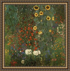 Gardens of The Vatican Framed Paintings - Country Garden with Sunflowers by Gustav Klimt