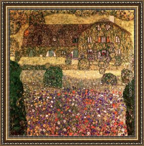 Houses in France Framed Paintings - Country House by the Attersee by Gustav Klimt