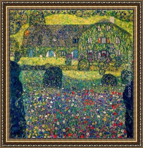 Lake Como Framed Paintings - Country House on Attersee Lake, Upper Austria by Gustav Klimt