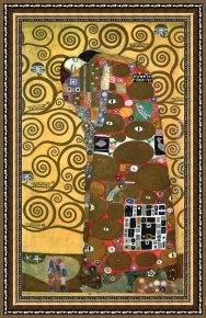 The Kiss (le Baiser _ Il Baccio) Framed Paintings - Fulfillment,One of the Kiss Panels by Gustav Klimt