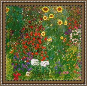 Gardens of The Vatican Framed Paintings - Garden with Sunflowers 1905-6 by Gustav Klimt