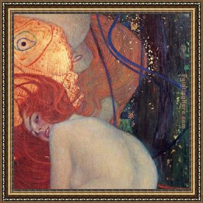 Goldfish Framed Paintings - Goldfish (detail) by Gustav Klimt