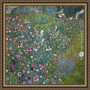 Gardens of The Vatican Framed Paintings - Italian Garden Landscape by Gustav Klimt