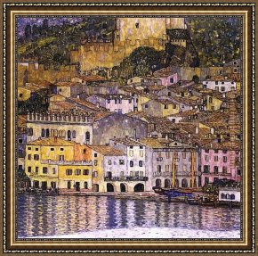 Lake Como Framed Paintings - Malcesine on Lake Garda by Gustav Klimt