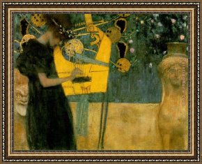 The Passion of Music Framed Paintings - Music I 1895 by Gustav Klimt