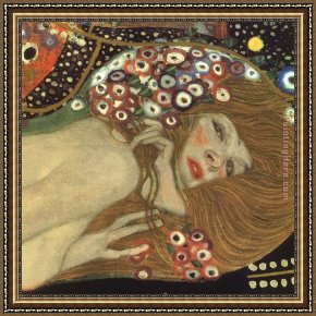 Puffins Over Sea Framed Paintings - Sea Serpents III (detail) by Gustav Klimt