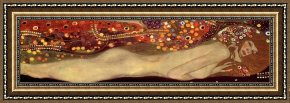 Puffins Over Sea Framed Paintings - Sea Serpents III by Gustav Klimt