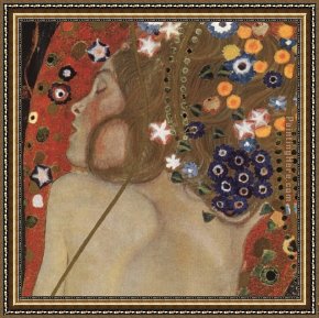 Puffins Over Sea Framed Paintings - Sea Serpents IV (detail) by Gustav Klimt