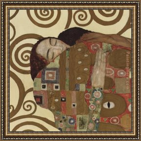 Town Square Framed Paintings - The Embrace (detail_ square) by Gustav Klimt
