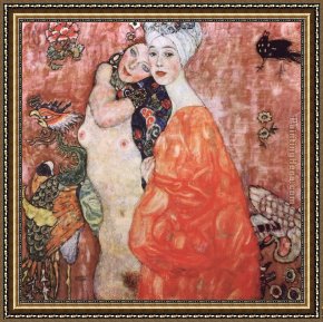 Friends Framed Paintings - The Friends by Gustav Klimt