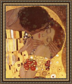 The Kiss (le Baiser _ Il Baccio) Framed Paintings - The Kiss (detail) by Gustav Klimt