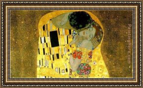 The Kiss (le Baiser _ Il Baccio) Framed Paintings - The kiss cropped by Gustav Klimt