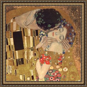 The Kiss (le Baiser _ Il Baccio) Framed Paintings - the kiss detail by Gustav Klimt
