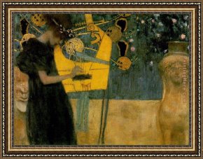 The Passion of Music Framed Paintings - The Music by Gustav Klimt