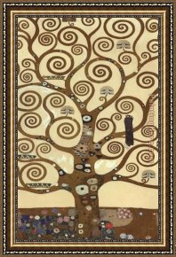 Life Framed Paintings - The Tree of Life (gold foil) by Gustav Klimt