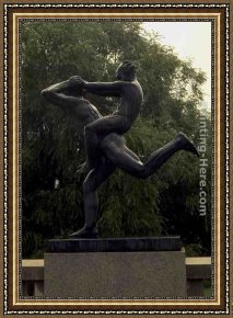 Elijah Restoring The Widow's Son Framed Paintings - Father and Son Playing by Gustav Vigeland