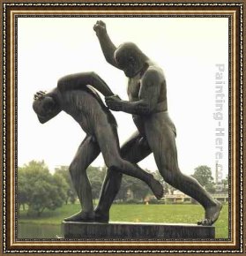 Elijah Restoring The Widow's Son Framed Paintings - Father Punishing Son by Gustav Vigeland