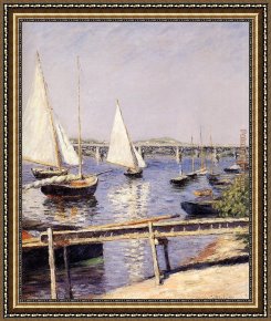 The Red Boats Argenteuil Framed Paintings - Sailing Boats at Argenteuil by Gustave Caillebotte