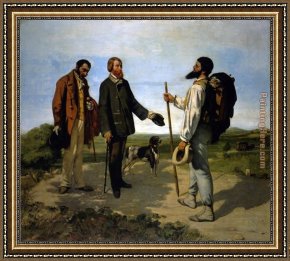 Gustave Courbet Framed Paintings - Bonjour_ Monsieur Courbet by Gustave Courbet