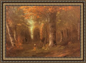 Gustave Courbet Framed Paintings - Forest in Autumn by Gustave Courbet