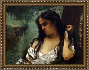 Soul Reflection 2 Framed Paintings - Gypsy in Reflection by Gustave Courbet