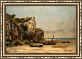 Gustave Courbet Framed Paintings - Plage de Normandie by Gustave Courbet