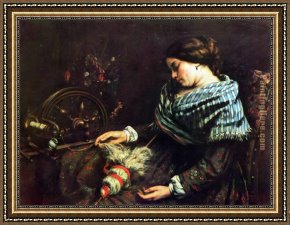 Gustave Courbet Framed Paintings - Sleeping woman by Gustave Courbet