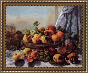 Gustave Courbet Framed Paintings - Still Life Fruit by Gustave Courbet