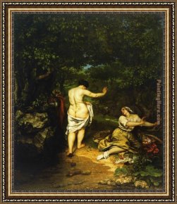 Gustave Courbet Framed Paintings - The Bathers by Gustave Courbet