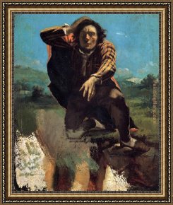Gustave Courbet Framed Paintings - The Desperate Man by Gustave Courbet