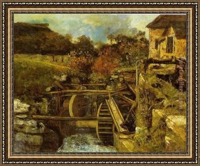 Flatford Mill Framed Paintings - The Ornans Paper Mill by Gustave Courbet