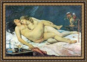 Gustave Courbet Framed Paintings - The Sleepers by Gustave Courbet