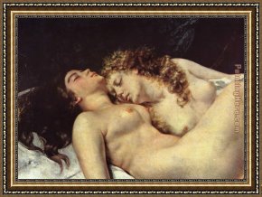 Gustave Courbet Framed Paintings - The Sleepers detail by Gustave Courbet