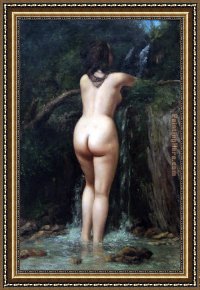 Gustave Courbet Framed Paintings - The Source by Gustave Courbet