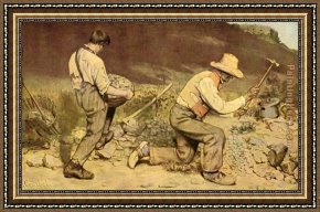 Gustave Courbet Framed Paintings - The Stone Breakers by Gustave Courbet