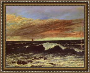 The Wave Framed Paintings - The Wave 1 by Gustave Courbet