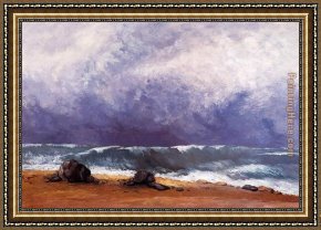 The Wave Framed Paintings - The Wave 3 by Gustave Courbet