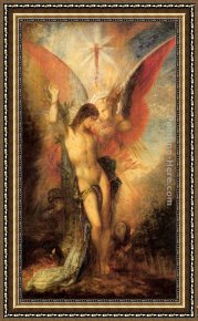 Sebastian Framed Paintings - Saint Sebastian and the Angel by Gustave Moreau